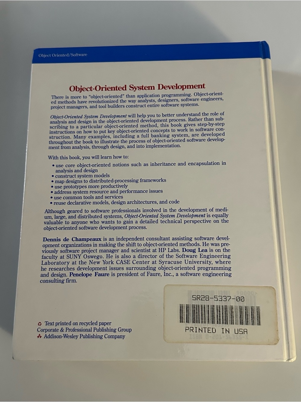 Object Oriented System Development Champeaux Computer Science 1993 Programming - Picture 4 of 7
